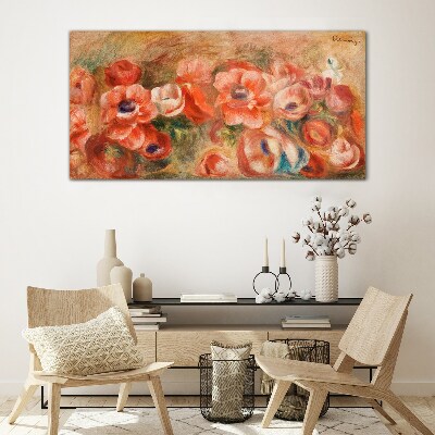 Floral landscape in shades of pink Wall art on glass