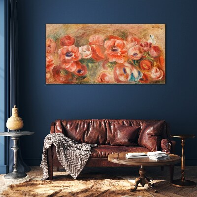 Floral landscape in shades of pink Wall art on glass