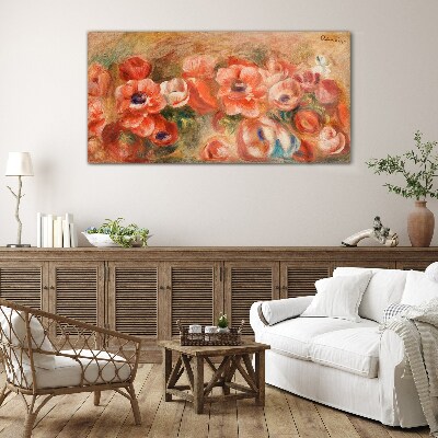 Floral landscape in shades of pink Wall art on glass
