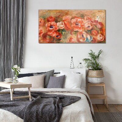 Floral landscape in shades of pink Wall art on glass