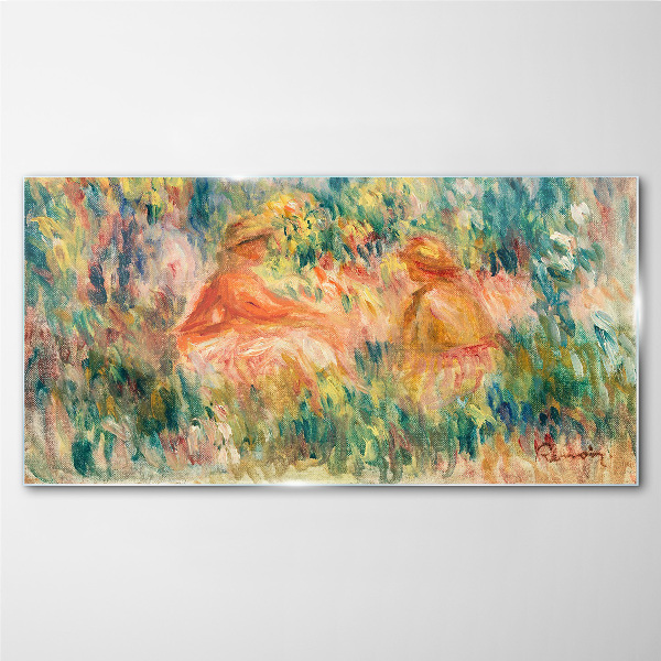 Abstraction meadow people Glass Wall Art
