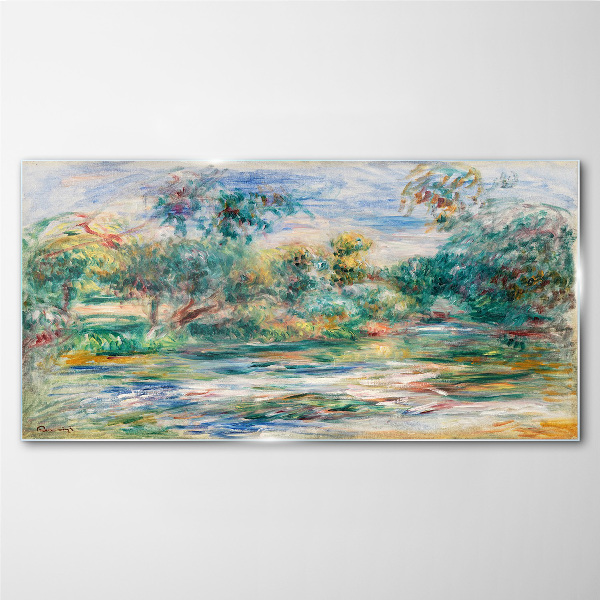 Summer landscapes in pastel colors Wall art on glass