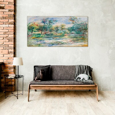 Summer landscapes in pastel colors Wall art on glass