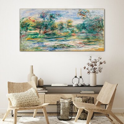 Summer landscapes in pastel colors Wall art on glass