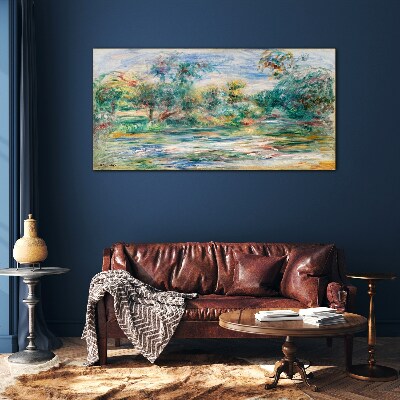 Summer landscapes in pastel colors Wall art on glass