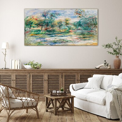 Summer landscapes in pastel colors Wall art on glass