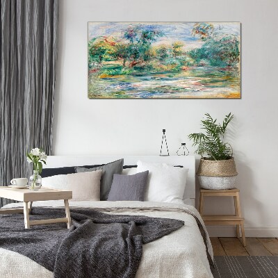 Summer landscapes in pastel colors Wall art on glass