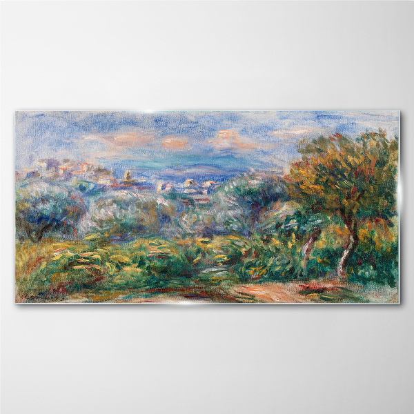 Landscape with olives Glass art print