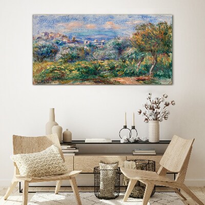 Landscape with olives Glass art print