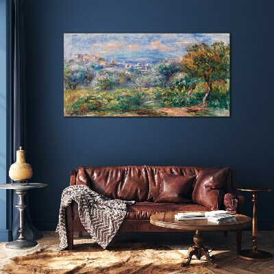 Landscape with olives Glass art print