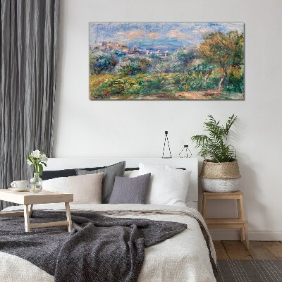 Landscape with olives Glass art print