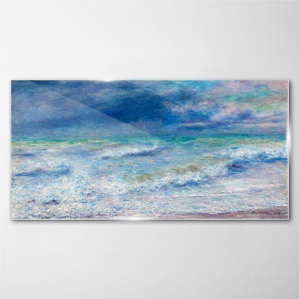 Calm sea in blue Wall art on glass