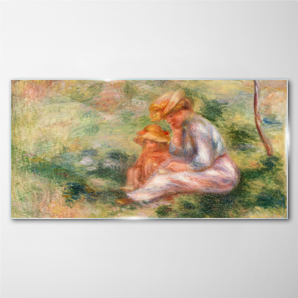 Mother and daughter in the summer sun Glass art print
