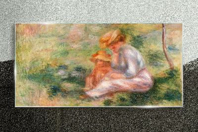 Mother and daughter in the summer sun Glass art print