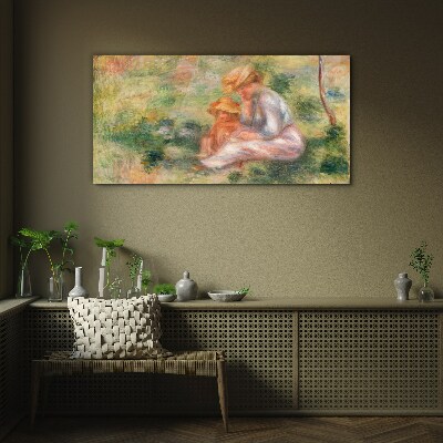 Mother and daughter in the summer sun Glass art print