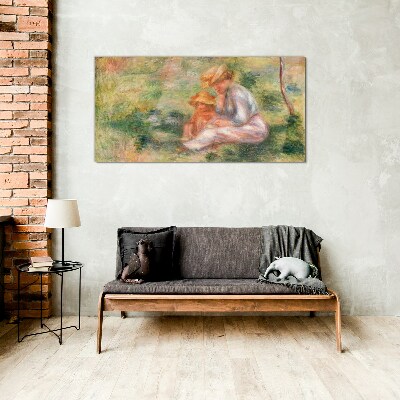 Mother and daughter in the summer sun Glass art print