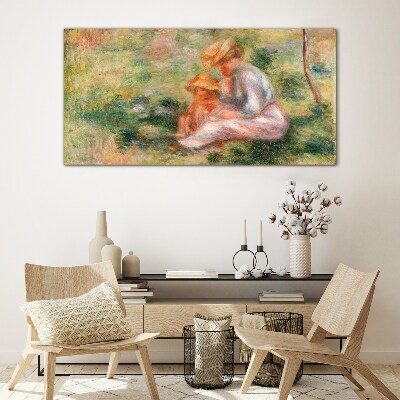 Mother and daughter in the summer sun Glass art print