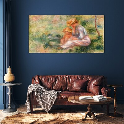 Mother and daughter in the summer sun Glass art print