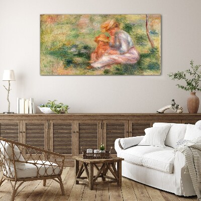 Mother and daughter in the summer sun Glass art print
