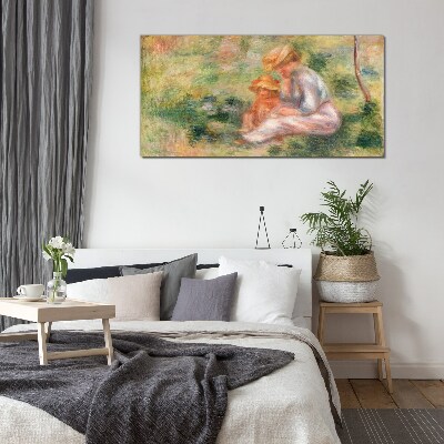 Mother and daughter in the summer sun Glass art print