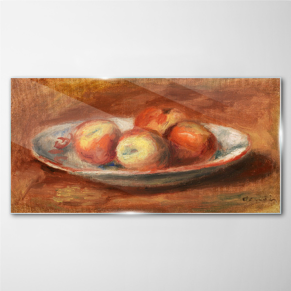 Apples on a plate Wall art on glass