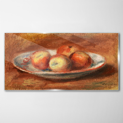 Apples on a plate Wall art on glass