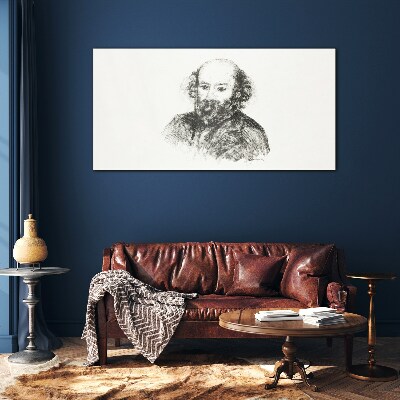 Portrait of a man in a classic style Glass art print