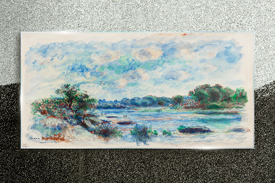 A peaceful landscape by the river Glass art print