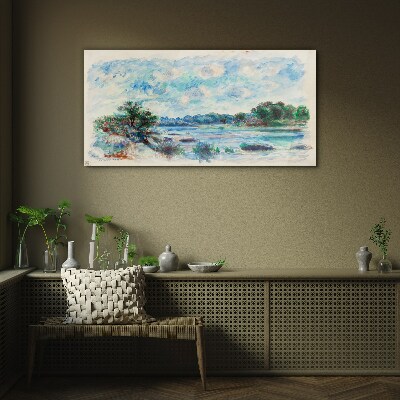 A peaceful landscape by the river Glass art print