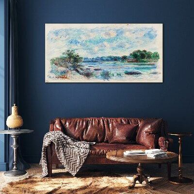 A peaceful landscape by the river Glass art print