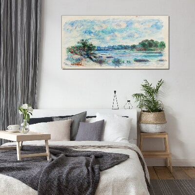 A peaceful landscape by the river Glass art print