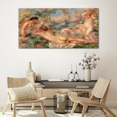 Naked people trees Glass Wall Art