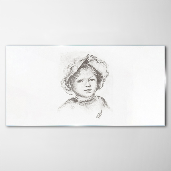 Portrait of a child wearing a hat Glass art print
