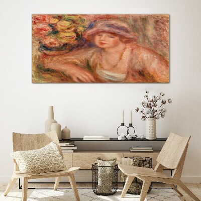 Woman with a hat Glass art print