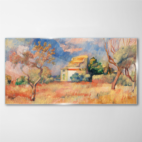Summer landscapes in pastel colors Wall art on glass