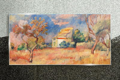 Summer landscapes in pastel colors Wall art on glass