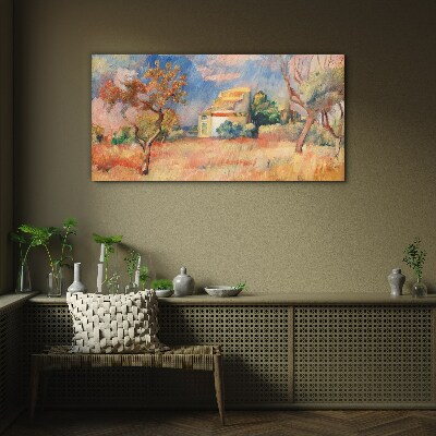 Summer landscapes in pastel colors Wall art on glass