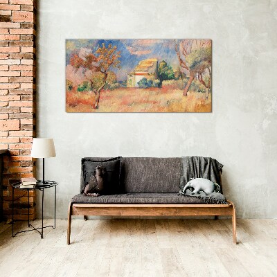 Summer landscapes in pastel colors Wall art on glass
