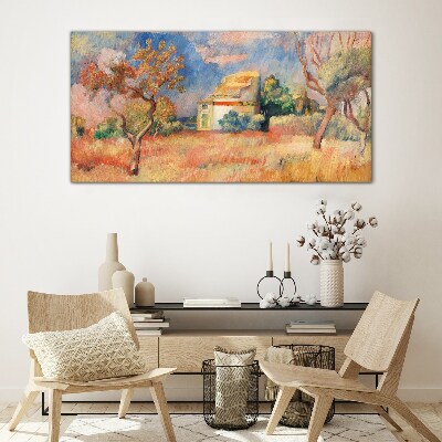 Summer landscapes in pastel colors Wall art on glass