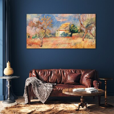 Summer landscapes in pastel colors Wall art on glass