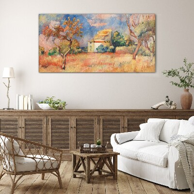 Summer landscapes in pastel colors Wall art on glass