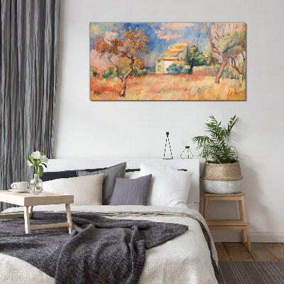Summer landscapes in pastel colors Wall art on glass