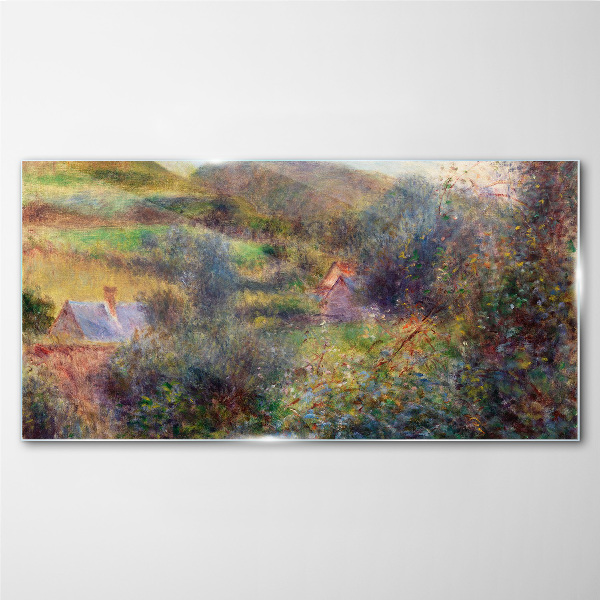 Country scenery in pastel colors Glass art print