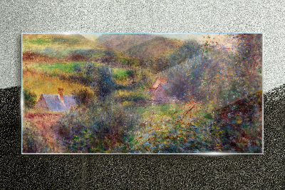 Country scenery in pastel colors Glass art print