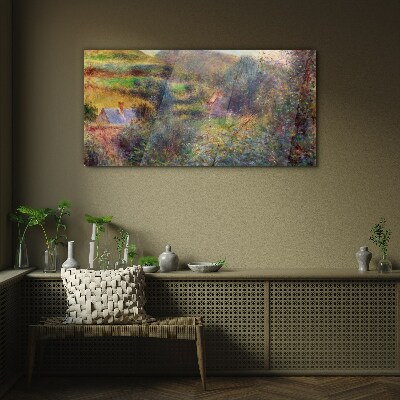 Country scenery in pastel colors Glass art print