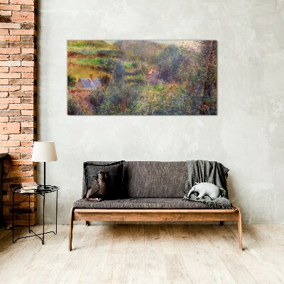 Country scenery in pastel colors Glass art print