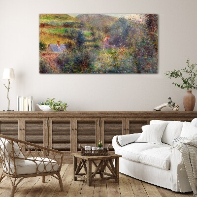 Country scenery in pastel colors Glass art print