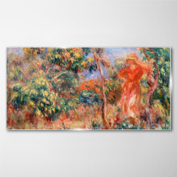 Woman in the garden Wall art on glass