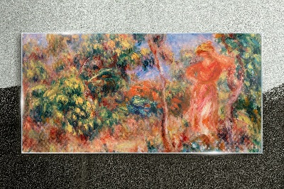 Woman in the garden Wall art on glass