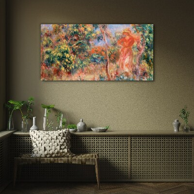 Woman in the garden Wall art on glass